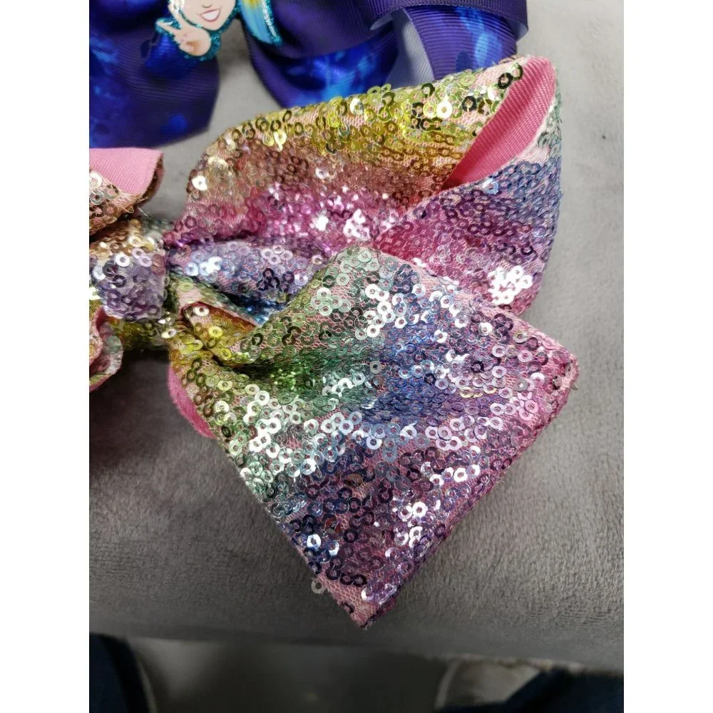 Jojo Siwa Oversized Clip In Girls‎ Bows With Scrunchies Blue and Pink Glitter